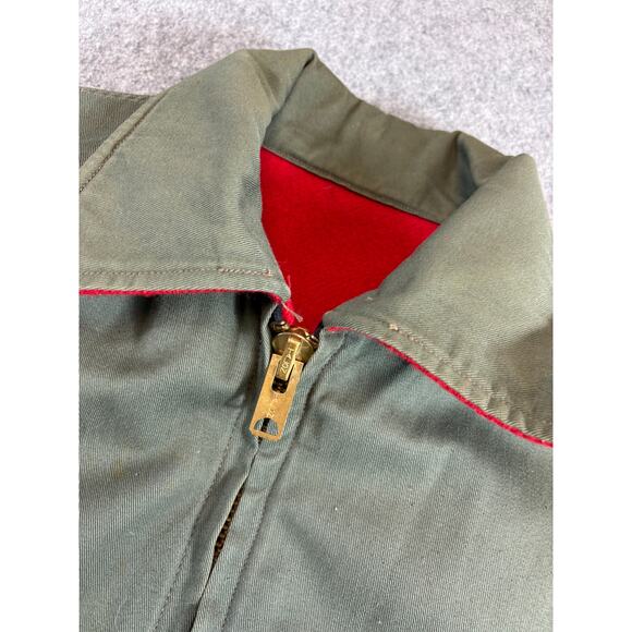 Vintage 50s Woolrich Woolen Mills Reversible Workwear Jackets Mens XL Green Red - Picture 2 of 6